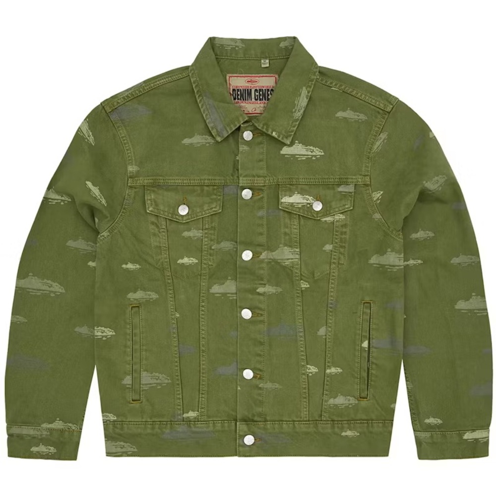 Corteiz Jean jacket green Alcatraz Pattern Denim medium like new